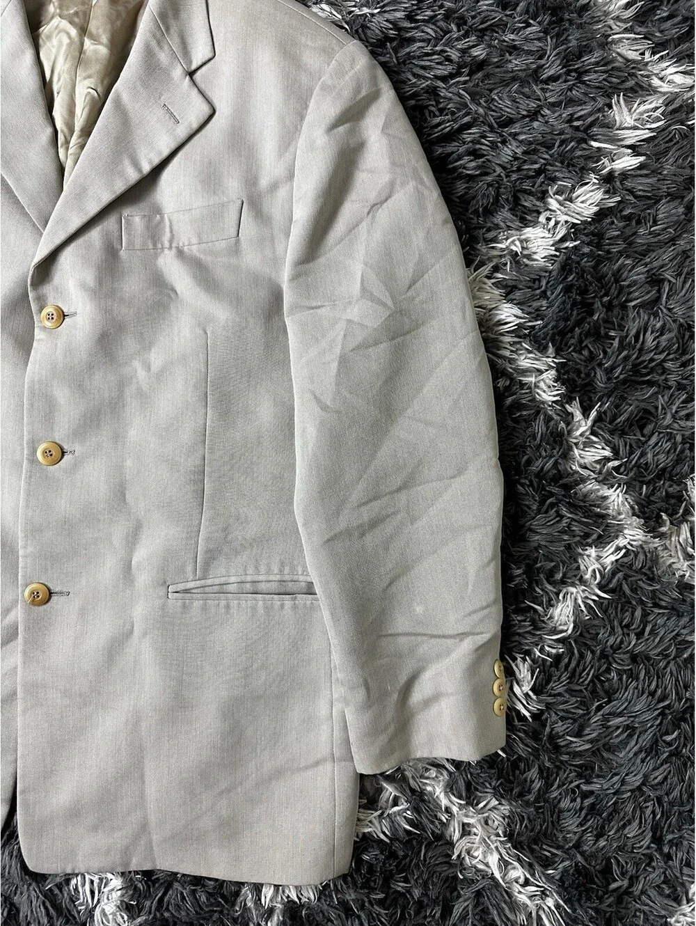 Vintage Bachrach Mens Suit Jacket Blazer Made In Italy Beige 3-Button Sz ~44R